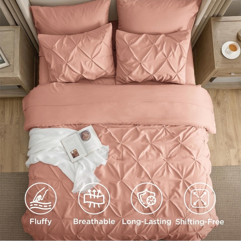 Bedsure King Size Comforter Set Dusty Pink - Bed in a Bag Bedding Set 7 Pieces - Picture 5 of 13
